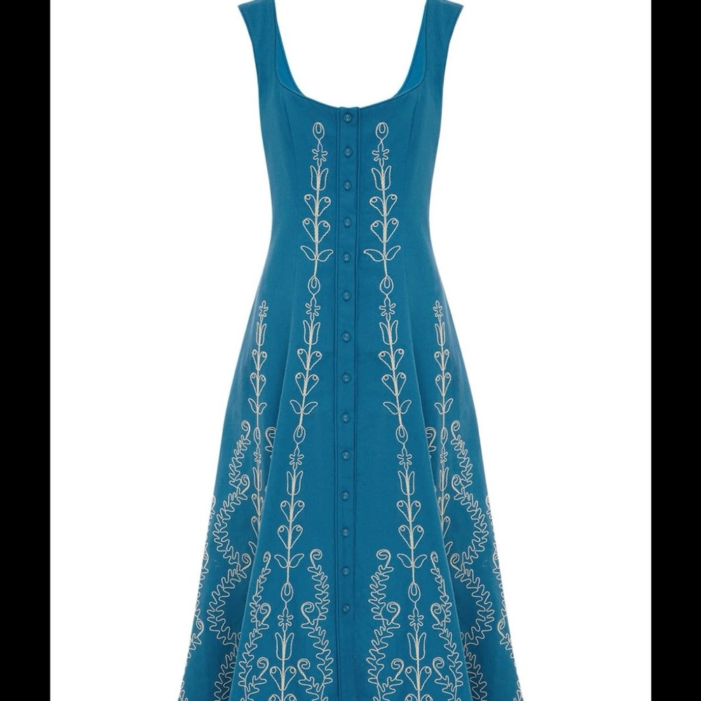NWT Alemais Pale blue Embroidered Midi Dress
